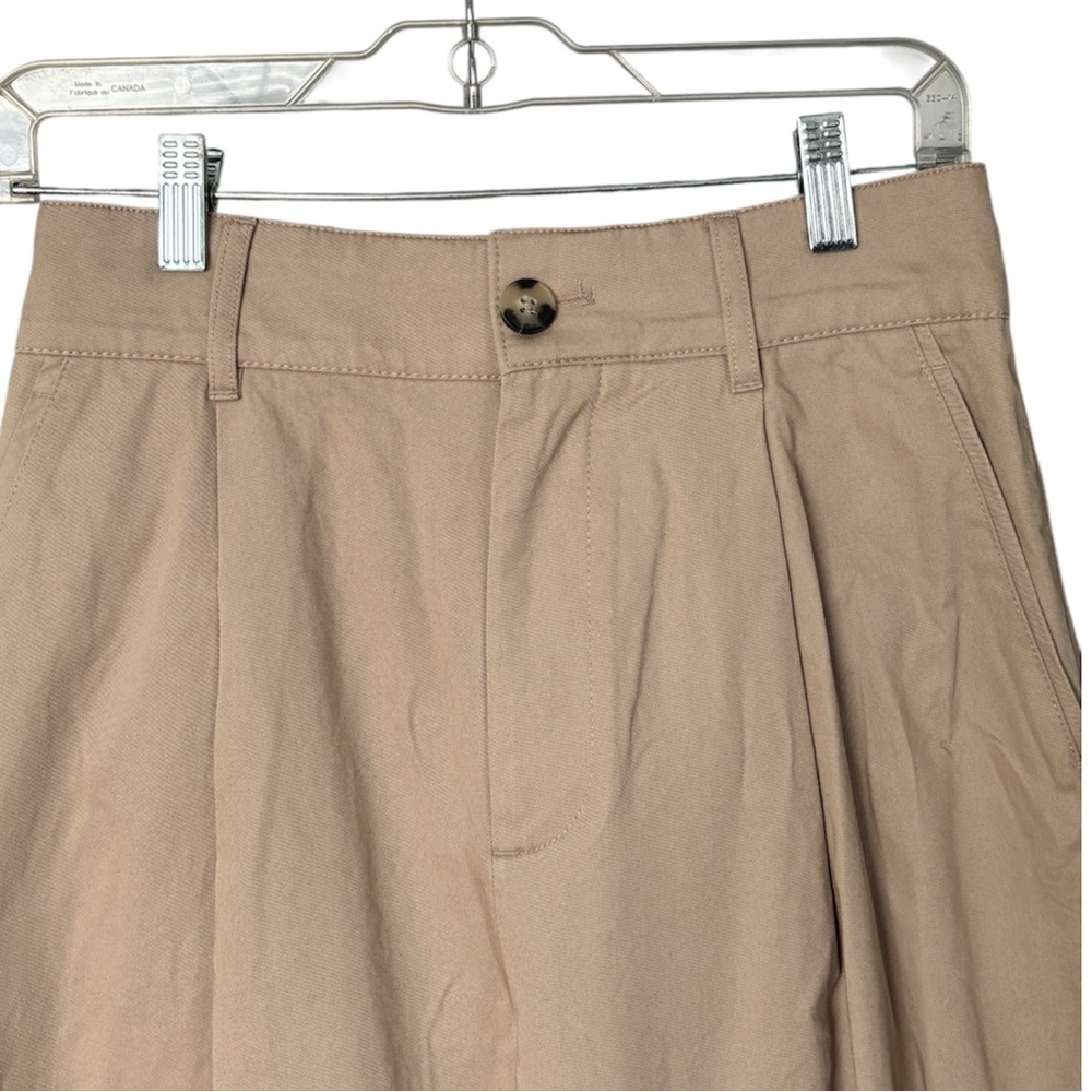 Club Monaco 100% Cotton Cuffed Chino Pants Tan High Rise Minimalist Size 2 - Picture 10 of 10
